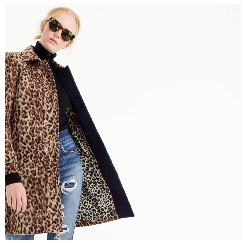 J. Crew Snow Leopard Top Coat NWOT Size 0